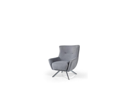 Stoffsessel Wohnzimmer Einsitzer Sessel Ohrensessel Grau Polster Sitz