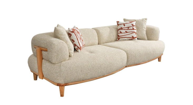 Beiges Polstersofa Moderner Dreisitzer Luxus Wohnzimmer 3-Sitzer Couch