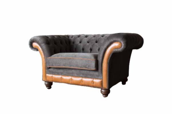 Chesterfield Design Sessel Couch Polster Textil Couchen Ohrensessel Neu