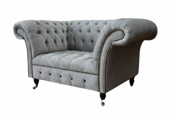 Chesterfield Sessel Stoff Wohnzimmer Design Polster Textil Design Luxus