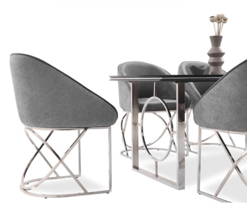 Essgruppen Esstischstühle Luxus 6x Stühle Textil Farbe Grau Modernes Möbel Neu