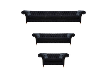 Schwarze Chesterfield Sofas Designer Wohnzimmer Polstercouchen Sessel