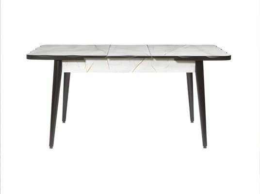 Schwarz-Weißer Esszimmer Tisch Luxuriöser Ausziehbarer Edler Küchentisch