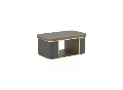 Couchtisch Braun Schwarz Zweifarbig mit Regal Modern Design Rechteckig
