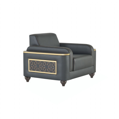 Wohnzimmer Arbetiszimmer Set 4tlg 3-Sitzer Sessel Couchtisch Braun Farbe
