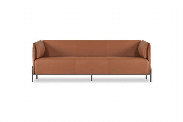 Braune Kunstleder Arbeitszimmer Designer 2x Dreisitzer Couchtisch Sessel
