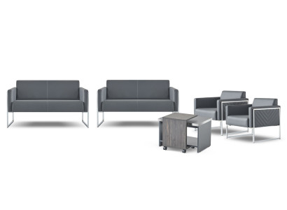 Arbeitszimmer-Set 5tlg 2x 2-Sitzer 2x Sessel Couchtisch Grau Einfarbig