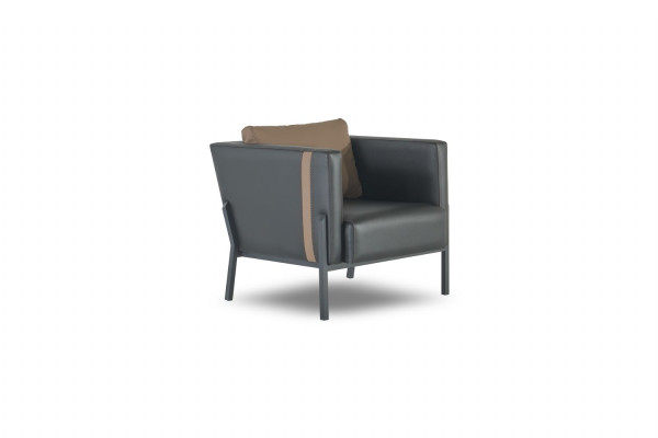 Schwarzer Ledersessel Arbeitszimmer Designer Einsitzer Leder Sitzmöbel