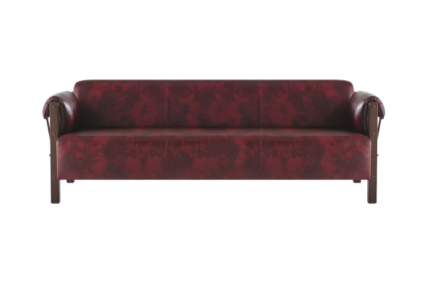 Ledersofas Holz 3-Sitzer Sessel Bordeaux Modern Leder Couch Vintage 4tlg.