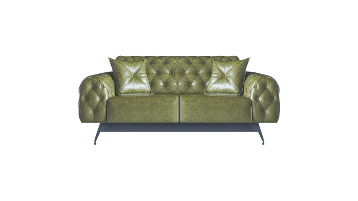 Ledersofas 3-Sitzer 2-Sitzer Chesterfield Grün Einfarbig Klassisch Sofas