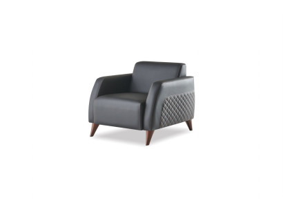 Sessel Schwarz Lehnsessel Leder Modern Holz Weiche Armlehnen 1-Sitzer