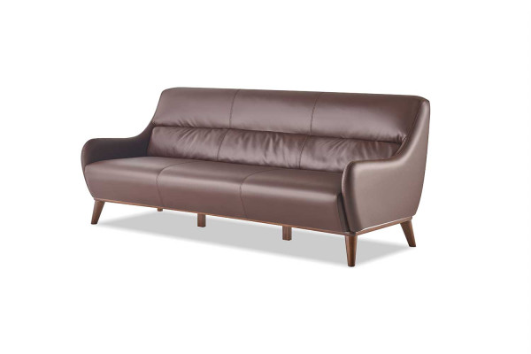 Ledersofas Komplett 3-Sitzer 2x Sessel Klassisch Braun Leder Holz Couch