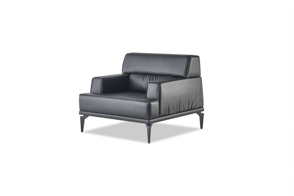 Sofa-Set Komplett Schwarz Sessel 2-Sitzer Ledersofas Modern Sitzmöbel