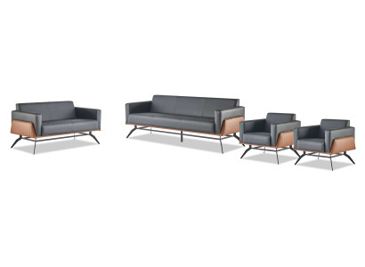 Ledersofas Schwarz Braun Sofa-Set 3-Sitzer 2-Sitzer Sessel Couch Komplett