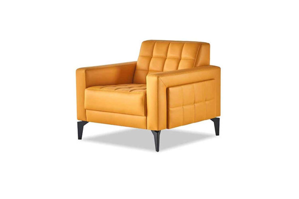 Ledersofas Sofas Set 3-Sitzer Sessel Modern Chesterfield Couch Gelb 4tlg.