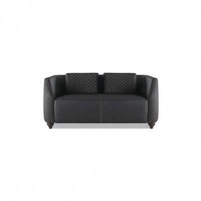 Sofa-Set Ledersofas 2-Sitzer 2x Sessel Schwarz Sitzmöbel Modern Lehnsessel
