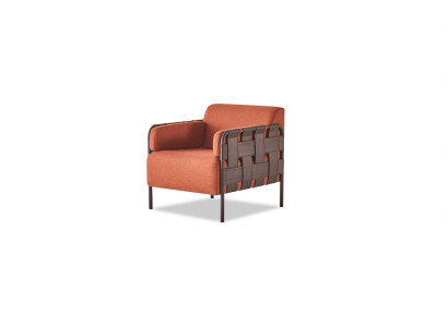 Lehnsessel Sessel Orange Textil Modern Leder Textil 1-Sitzer Weich