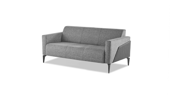 Sofa-Set Sofagarnitur 3-Sitzer 2-Sitzer Grau Leder Modern Couch Textil