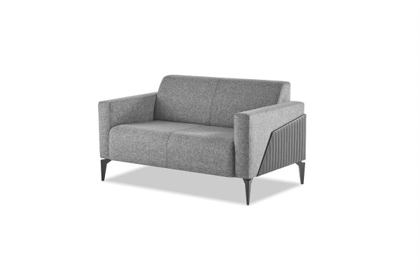 Sofagarnitu Set 3-Sitzer 2-Sitzer Sessel Grau Textil Edelstahl Holz Modern