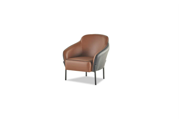 Sessel Braun Schwarz Lehnsessel Modern Leder Edelsathl 1-Sitzer Weich