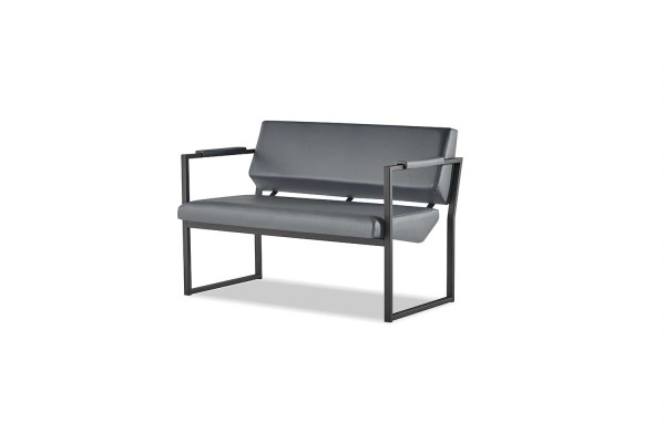 Ledersofas Set 3-Sitzer 2-Sitzer Schwarz Leder Modern Edelstahl Couch