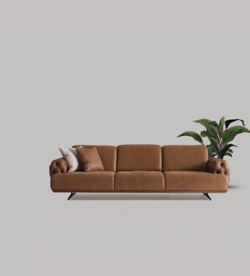 Sofa 4 Sitzer Chesterfield Design Luxus Sofa Polster Couch braun