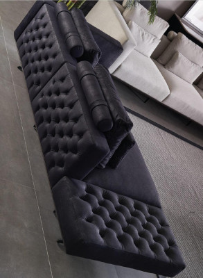 Design Sofagarnitur 3 Sitzer Textil Couch Polster Sofa Couchen Schwarz