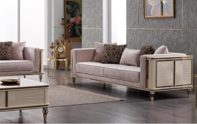 Sofa Couch Polster Möbel Designer Couchen 3+3 Sitzer Textil Big Sofas