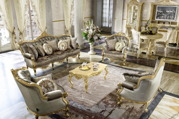 Möbel Set Garnitur Esstisch 4 Stühle Luxus Esszimmer Möbel Gruppe Italien 5tlg