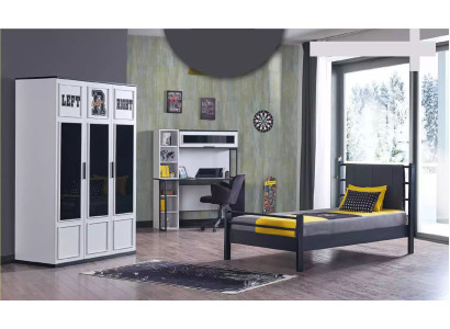 Kinderzimmer Schlafzimmer Möbel Komplettzimmer Jugendzimmer Schwarz Weiß 3tlg.