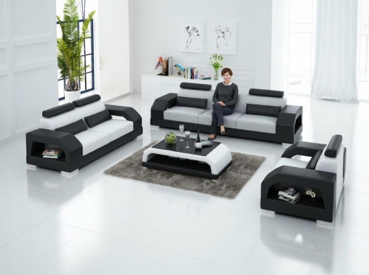 Ledersofa Couch Wohnlandschaft 3+2+1 Sitzer Garnitur Design Modern Sofa G8001D