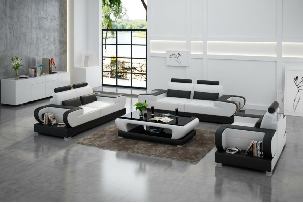 Ledersofa Couch Wohnlandschaft 3+2+1 Sitzer Garnitur Design Modern Sofa G8003D