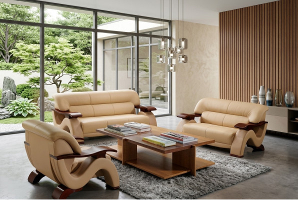Sofagarnitur Leder Sofa Set 3+2 (ohne Sessel) Couch Sitz Polster Garnitur 2033