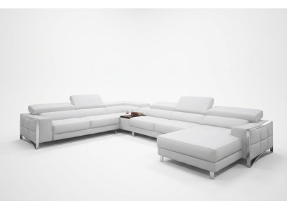 Multifunktion Couch Ecksofa Medien TV Sofa Couch Ledersofa Wohnlandschaft UForm