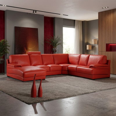 Ledersofa Wohnlandschaft Ecksofa Polster Eck Sitz Couch Garnitur U Form XXL Big