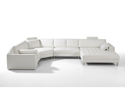 Moderne Wohnlandschaft mit Chesterfield Knöpfen Ledersofa Sofa Couch Polster