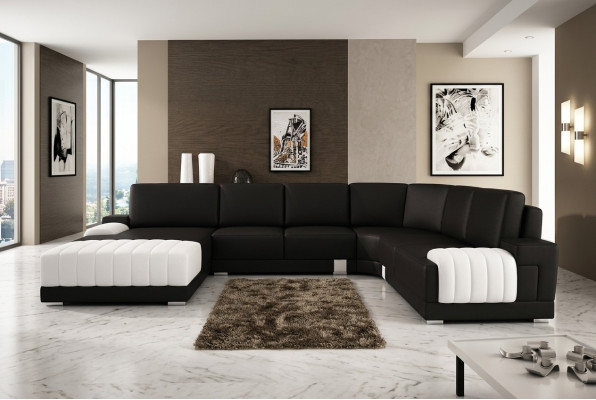 Polster Ledersofa Sofa Couch Polster Eck Sitz Garnitur U Form XXL Big
