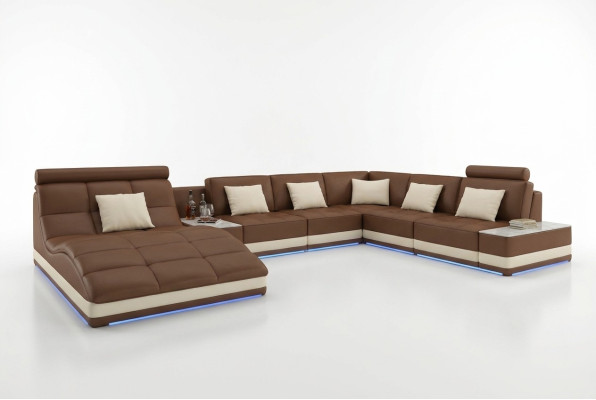 Bix XXL wohnlandschaft sitz eck polster leder garnitur couch u form