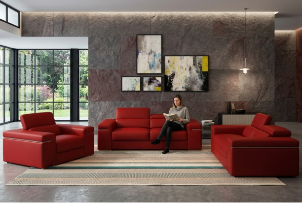 Sofagarnitur Couch Polster Leder Sofa Wohnzimmer Sitz 3+2+1 Set Garnituren