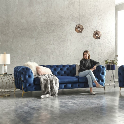 Chesterfield Samt Couch Sofa Polster Sofagarnitur Garnituren XXL Big Couch