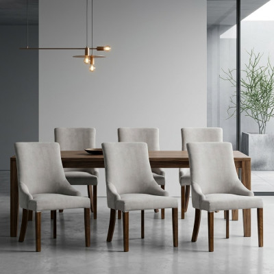 6x Designer Polster Stuhl Set Garnitur Stühle Komplett Lehn Sitz Lounge Club Neu