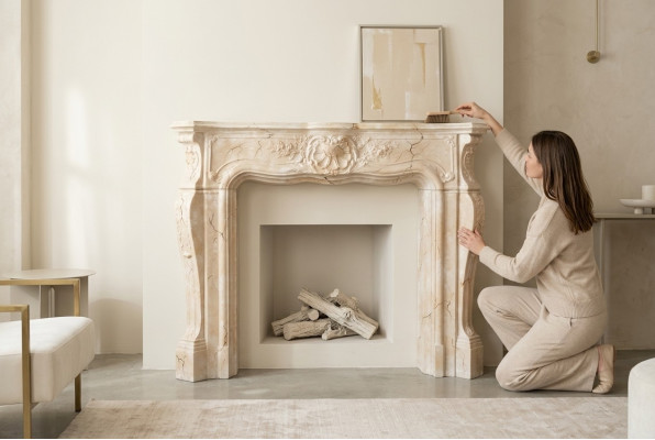 Kamin Ofen Verkleidung Umrandung Marmor Stil Dekoration Barock Klassische Kamine