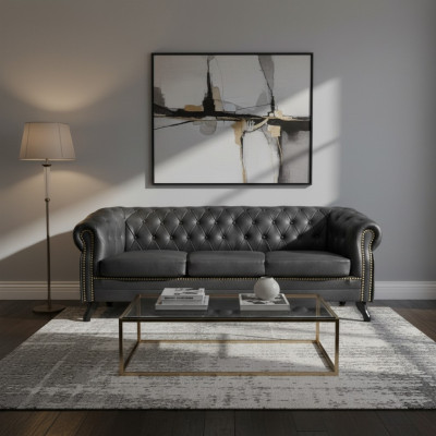 Chesterfield Sofagarnitur Sofa 3+1+1 Couch Polster Set Sofas Couchen Leder Stoff