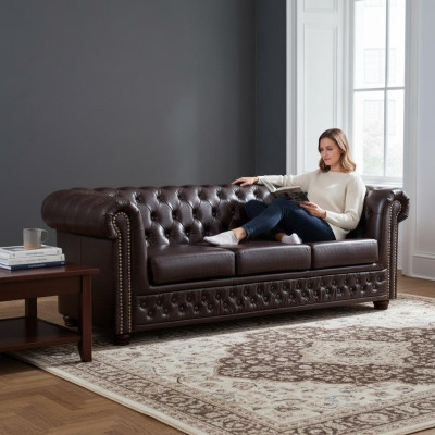 Chesterfield Sofagarnitur Sofa 3+1+1 Couch Polster Set Sofas Couchen Yorki Neu