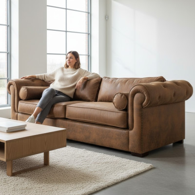 Chesterfield Sofagarnitur 3+2 Couch Polster Set Sofas Couchen Neu Sofa Leder