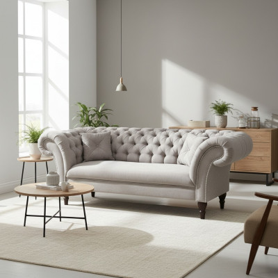 Chesterfield Sofagarnitur 3+2 Couch Sofa Polster Design Leder Stoff Garnituren