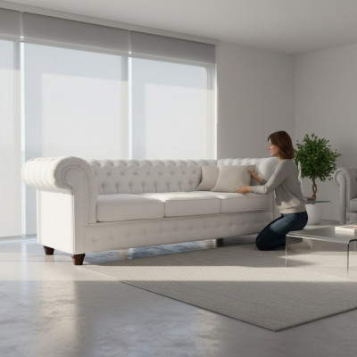 Chesterfield Mello 3 Sitzer mit Bettfunktion Couch Polster Sofas Couchen Sofa