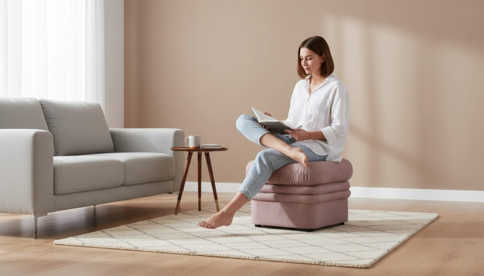 Lounge Hocker XXL Club Fußhocker Ottomane Pufa Stoff Textil Design