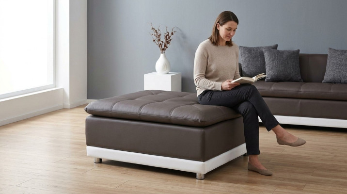 Lounge Hocker XXL Club Fußhocker Ottomane Pufa Leder Textil Ottoman