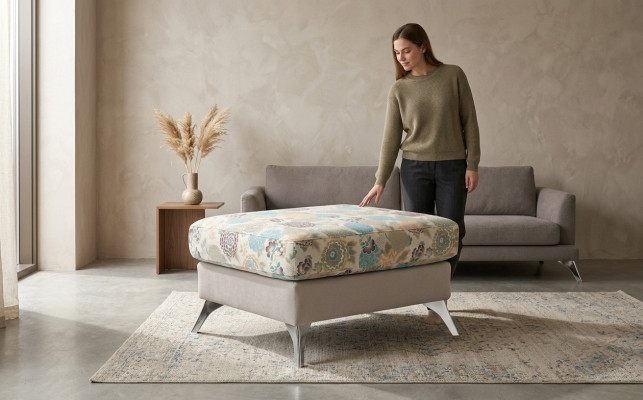 XXL Club Fußhocker Lounge Hocker Ottomane Pufa Leder Textil Ottoman